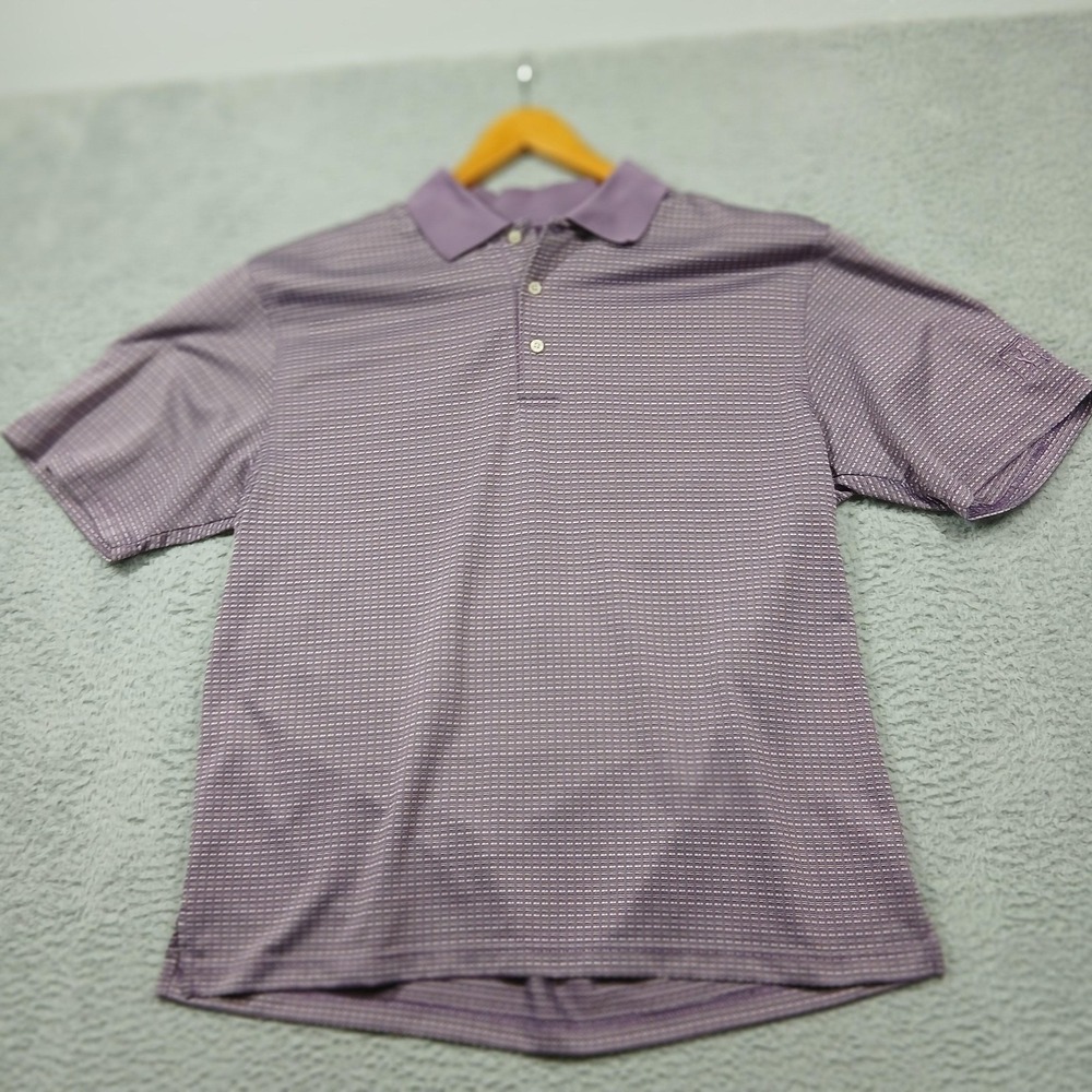PGA TOUR Polo Shirt Mens XL Purple Micro Check Golf Short‎ Sleeve Performance